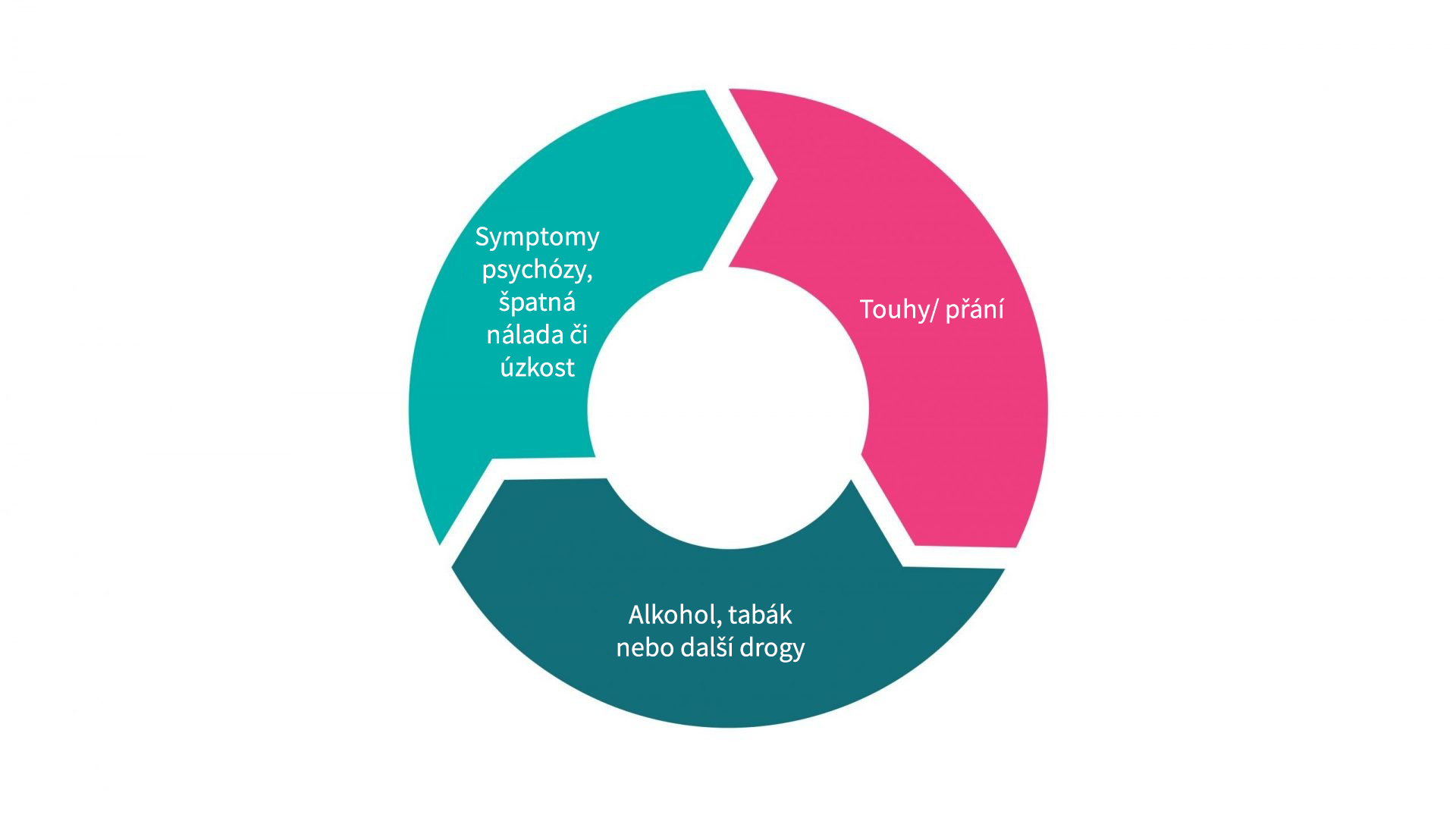 Kruh příznaků psychózy, bažení a užívání drog